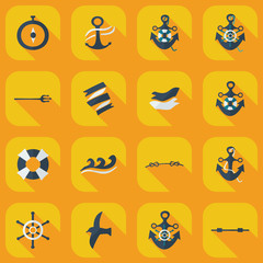 Flat concept, set modern design with shadow sailing