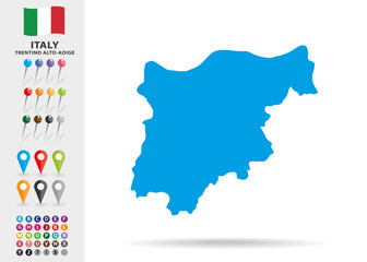 Map of Trentino Alto-Adige in Italy