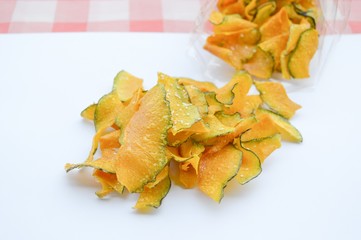 pumpkin slice Fried on white background