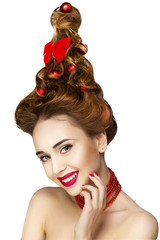 Beautiful New Year and Christmas girl