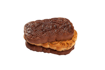 Chocolate cookies on a white background