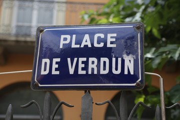 Frankreich, Perpignan, Stadt, Straßenschilld