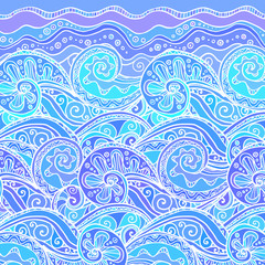 Vector ornate doodle sea background