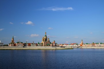Obraz premium Panorama of Yoshkar-Ola, the river Small Kokshaga. Russia, Republic of Mari El