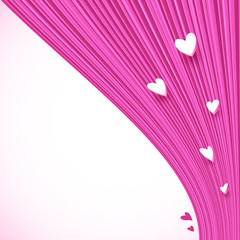 Abstract pink lines background with little hearts
