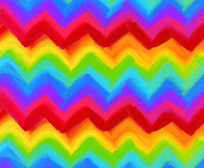 Oil painting vector rainbow zigzag pattern