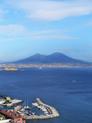 NAPLES, ITALY - OCTOBER 16, 2015: Panorama of Naples. Naples is the capital of the Italian region Campania and the third-largest municipality in Italy.