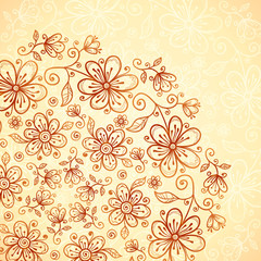 Doodle vintage flowers vector background