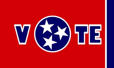 vote text on Tennessee state flag backdrop