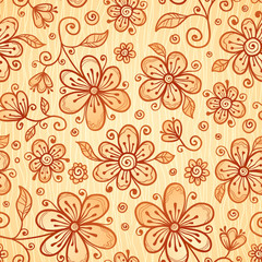 Ornate vector doodle flowers background