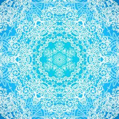 Ornate blue doodle vector seamless pattern