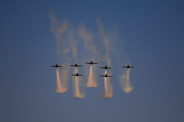 Breitling team L-39 formation display at CIAF airshow, Hradec Kralove, Czech republic