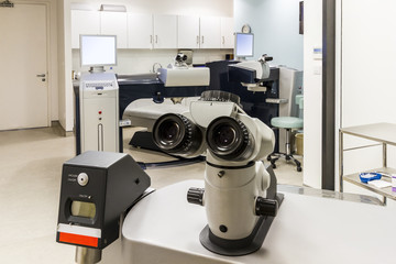 Microscope in eye clinic and lasek machinery
