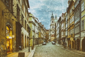 Naklejka na ściany i meble Prague street view