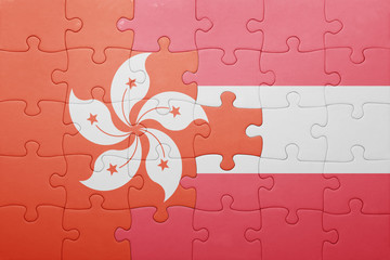 puzzle with the national flag of hong kong and austria