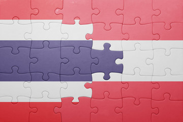 puzzle with the national flag of thailand and austria