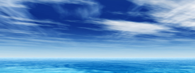 Conceptual sea or ocean water waves and sky cloudscape banner