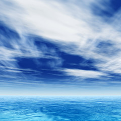 Obraz premium Conceptual sea or ocean water waves and sky cloudscape