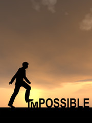 Conceptual impossible concept with a man