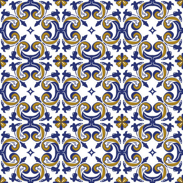 Seamless background image of vintage round spiral flower cross kaleidoscope pattern.
