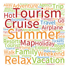 Fototapeta premium Conceptual tourism or travel word cloud