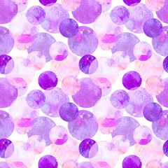 Watercolor violet circle ball seamless pattern