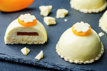 persimmon white chocolate cream cheese mousse cake