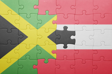 puzzle with the national flag of jamaica and austria