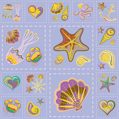 Vector Marine Seamless Pattern. Sea Patchwork.