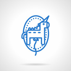 Unicorn balloon vector icon blue line style