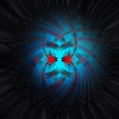 Light blue fractal twirl devil face with red eyes