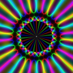 Colorful rainbow blurred rays or discharge in circular pattern