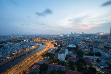Fototapeta na wymiar Night view of Ho Chi Minh city, VietNam