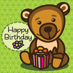 Card. Happy Birthday. Bear