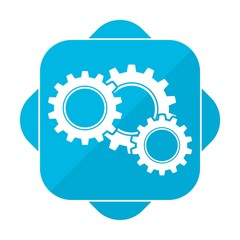 Blue square icon gears