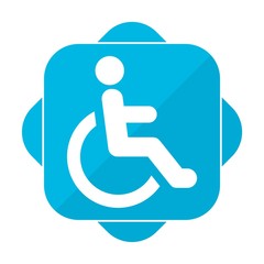 Blue square icon Disabled icon sign Accessibility