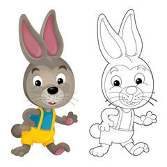 Cartoon bunny - isolated - coloring page - illustration for the children