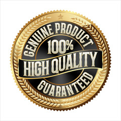 Gold and Black Badge on White Background. High Quality.