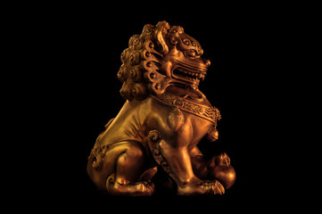 Chinese Lion isolated on black background include vector path
