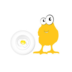 chicken and egg vector in yellow