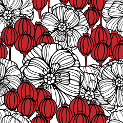 Floral pattern with poppies flowers