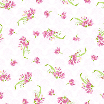 Pattern with pink little flowers