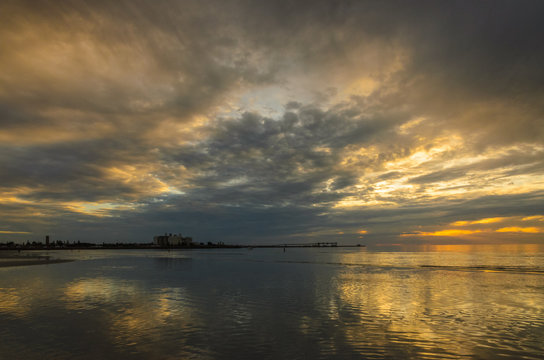 Dramatic cloudy landscape at the beach
