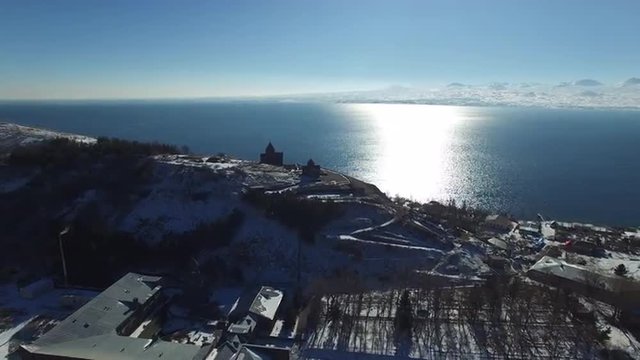The Sevan temple complex on the peninsula of the Lake Sevan, Armenia.