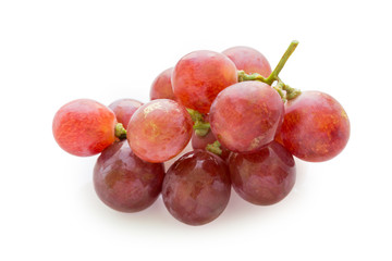 Bunch of red grapes on white background