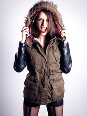 Girl shouting furious