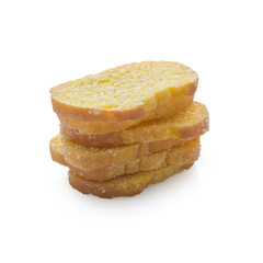 baked sugar bread on white background