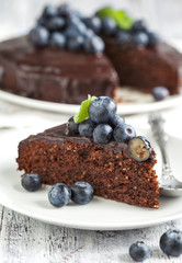 Chocolate almond cake with blueberry