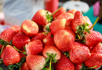 background from freshly harvested strawberries