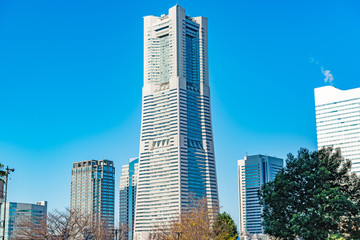 Fototapeta na wymiar Yokohama Landmark Tower in Yokohama, Japan. It is the second tallest building and 4th tallest structure in Japan, standing 296.3 m high.